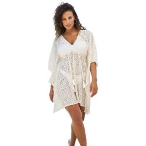 Plus Size Women's Metallic Caftan Cover-Up by Swim 365 in Cream Gold Metallic (Size 18/20)