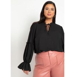 Plus Size Women's Ruffle Detail Blouse With Ties by ELOQUII in Pink (Size 22)