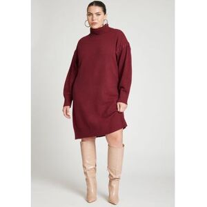 Plus Size Women's Sweater Mini Dress With Lace Detail by ELOQUII in Bordeaux (Size 14/16)