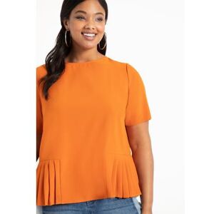 Plus Size Women's Pleated Hem Top by ELOQUII in Potting Soil (Size 16)