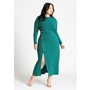 Plus Size Women's Button Detail Midi Dress by ELOQUII in Antique Green (Size 16)