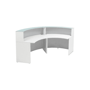 White 120° Curved Glass Top Reception Desk