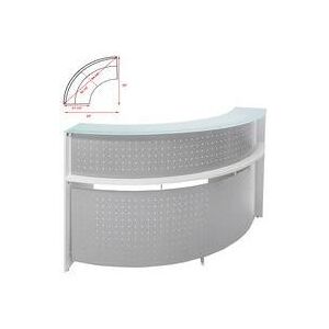 White 1/4 Round Glass Top Reception Desk