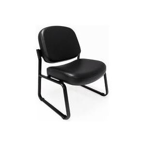 500 lbs. Capacity Antimicrobial Black Vinyl Guest Chair without Arms