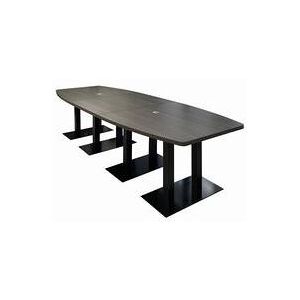 11' x 4' Boat Shape Conference Table with Black Steel Bases