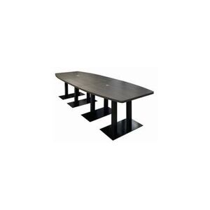 11' x 4' Boat Shape Conference Table with Black Steel Bases