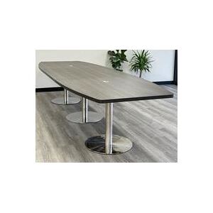 11' x 4' Boat Shaped Table with Steel Disc Bases