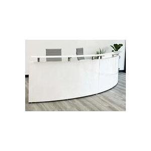 2-Person Modern High Gloss White Curved Reception Desk