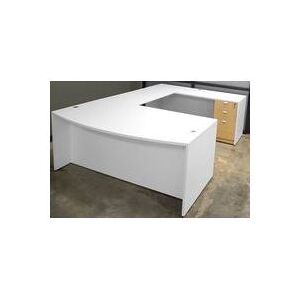 White & Woodgrain U-Shaped Workstation