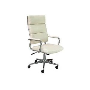 Cream Leather High Back Office Chair