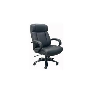 Black Leather Big & Tall 500 lbs. Capacity Desk Chair with Contrast Stitching