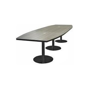 12' x 4' Boat Shaped Table with Steel Disc Bases