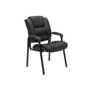 Deep Cushion Black Leather Guest Chair