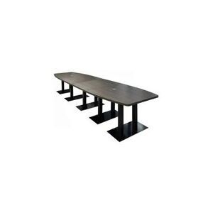 14' x 4' Boat Shape Conference Table with Black Steel Bases