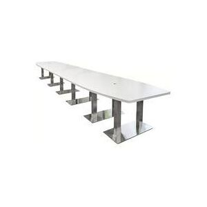 20' x 4' Boat Shape Conference Table with Chrome Steel Bases