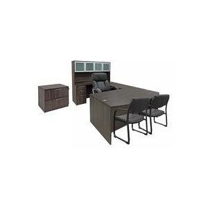 Office Desk & Chair Set for 12' x 15' Office - Charcoal Laminate