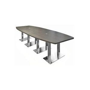 11' x 4' Boat Shape Conference Table with Chrome Steel Bases