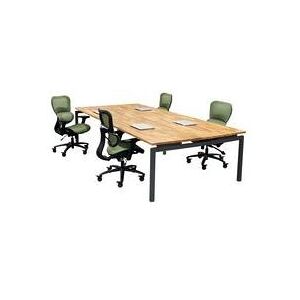 "4-Person Solid Beech Wood Benching Workstation w/ 66"" x 30"" Worksurfaces"