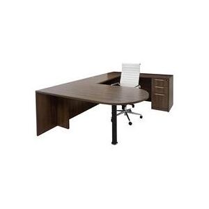 Modern Walnut Peninsula U-Shaped Workstation