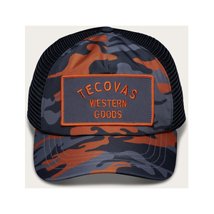 Tecovas Western Goods Trucker Hat, Gray Orange Camo, Polyester