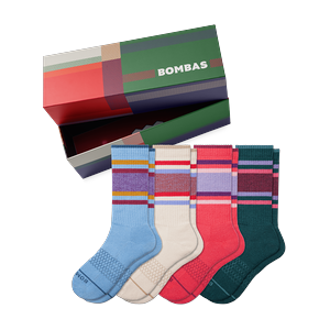 Women's Merino Wool Blend Calf Sock 4-Pack Gift Box - Pink Poppy Mix - Medium - Bombas