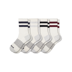 Men's Vintage Stripes Half Calf Socks 4-Pack - Mixed White - Extra Large - Bombas