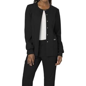 Cherokee Medical Uniforms Women's Workwear Revolution Snap Jacket (Size L) Black, Polyester,Rayon,Spandex