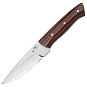 "Fox Puukox Fixed Blade Knife 4.25"" mirror finish stainless blade Brown wood handle 02FX705"