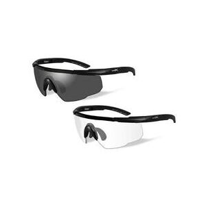 Wiley X Saber Advanced Sunglasses - 2 Full Glasses 2 Matte Black Frames w/ Smoke Grey Lens & Clear Lens w/RX insert 307RX