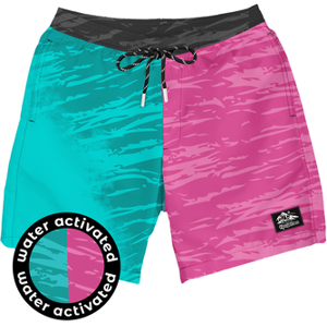 Tipsy Elves Pink and Teal Color Changing Swim Trunks