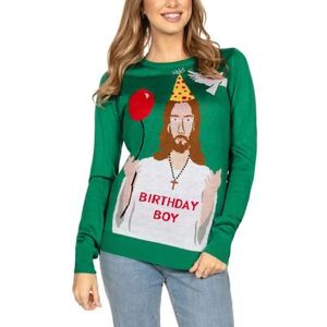 Tipsy Elves Women's Happy Birthday Jesus Ugly Christmas Sweater