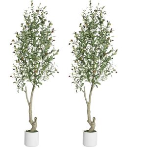 Yun Tall Faux Olive Tree，5ft/6ft/7ft Tall Faux Olive Tree,1pack or 2pack 6FT_2pack