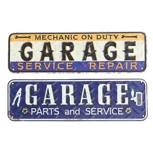 IH Casa Decor Embossed Galvanized Wall Sign (Garage Service) (Asstd) - Set of 2 4.75 In. L X 15.75 In. W X 2.0 In. H