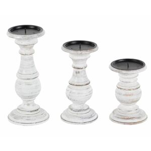 Tatayosi Solid Wood Candle Holder with Distressed Details,Set of 3 4.0 In. W X 6.0 In. H X 4.0 In. D