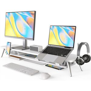 Fenge Monitor Stand, Dual Monitor Riser with Adjustable Laptop Riser - 42.5 x 9.3 x 5.7 inches 42.5 x 9.3 x 5.7 inches
