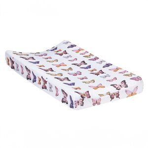 Lambs & Ivy Butterfly Dreams Soft/Cozy Fleece Changing Pad Cover - White 17.0 In. W X 0.2 In. H X 17.0 In. D