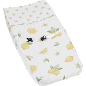 Sweet Jojo Designs Lemon Floral Girl Changing Pad Cover - Yellow Green White Watercolor Boho Bohemian Farmhouse Fruit Flower Blossom Botanical Leaf 32.0 In. L X 17.0 In. W X 6.0 In. H