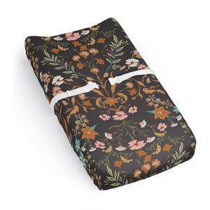 Sweet Jojo Designs Boho Wildflower Vintage Floral Girl Changing Pad Cover Sheet Black Orange Teal Bohemian Farmhouse Cottagecore 33.0 In. L X 17.0 In. W X 6.0 In. H