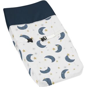 Sweet Jojo Designs Moon and Star Collection Boy or Girl Changing Pad Cover - Navy Blue and Gold Watercolor Celestial Sky 32.0 In. L X 17.0 In. W X 6.0 In. H