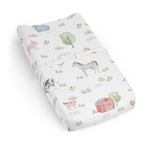 Sweet Jojo Designs Farm Animals Boy Girl Gender Neutral Changing Pad Cover Sheet Watercolor Farmhouse Barn Horse Cow Sheep Pig 33.0 In. L X 17.0 In. W X 6.0 In. H