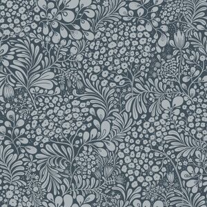 A-Street Prints Siv Dark Blue Botanical Wallpaper 396.0 In. L X 20.9 In. W X 0.03 In. H
