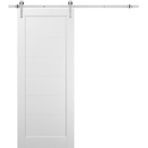 SARTODOORS Sliding Barn Door Stainless Steel 6.6ft Hardware / Quadro 4115 White Silk 30