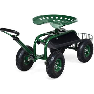 Costway Garden Cart Patio Wagon Roll Work Seat with Tray Basket - See Details See Details