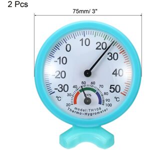 Unique 2Pcs 75mm Indoor Thermometer Hygrometer Temperature Humidity Monitor