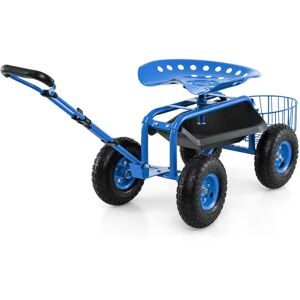 Costway Garden Cart Patio Wagon Roll Work Seat with Tray Basket - See Details See Details