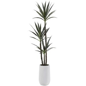 D&W Silks 6-feet Yucca Tree in Tall Round White Resin Planter - Green 18.0 In. X 72.0 In.
