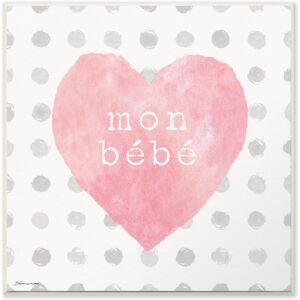 Stupell Mon Babe Pink Watercolor Heart on Polka Dots Wall Plaque Art, 12 x 12, Proudly Made in USA - 12 x 12 12 x 12