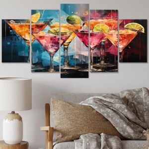 DESIGN ART Designart 60 In. Wide X 32 In. High - 5 Panels Diamond Shape