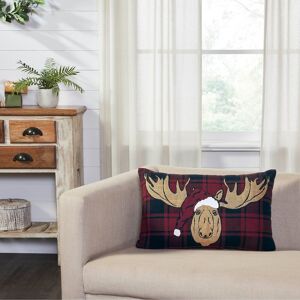 VHC Brands Cumberland Red Black Plaid Holiday Moose Pillow 14x22 Specialty
