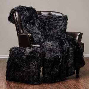 Chanasya 3-Piece Longfur Shaggy Faux Fur Throw Blanket with Throw Pillow Set 3-Piece Set